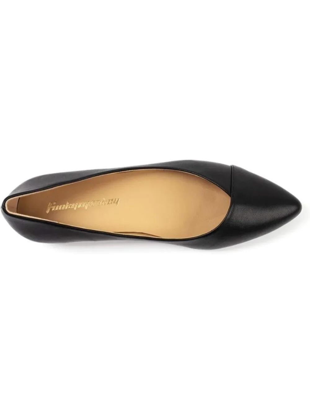 FUNKYMONKEY Women's Black Faux Leather Pointed Toe Slip On Ballet Low Heel Flats